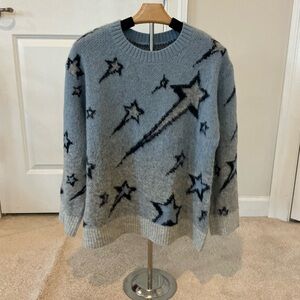 Women's Star Pattern Crewneck Sweater - blue